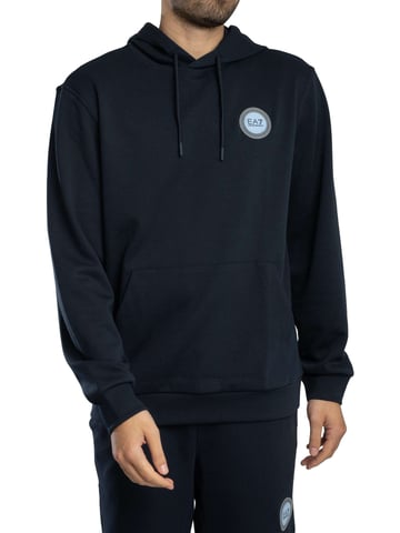 EA7 Logo Patch Pullover Hoodie, Blue