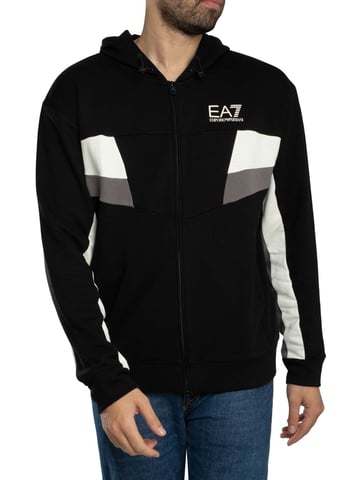 EA7 Logo Jersey Zip Hoodie, Black