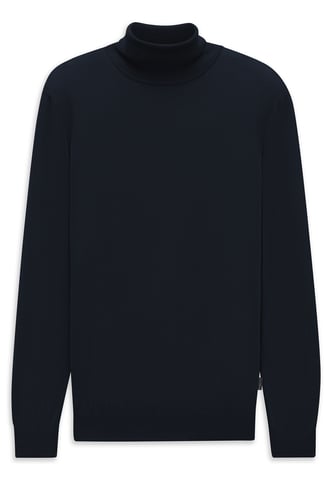 Bugatti Herren Rollkragen Pullover Wolle Feinstrick