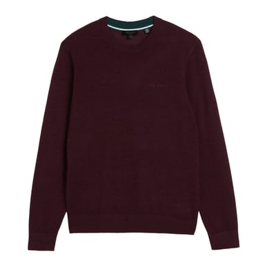 Ted Baker Liblo Merinoullsmönstrad Rundringad Tröja Med Märkestryck, Rödbrun