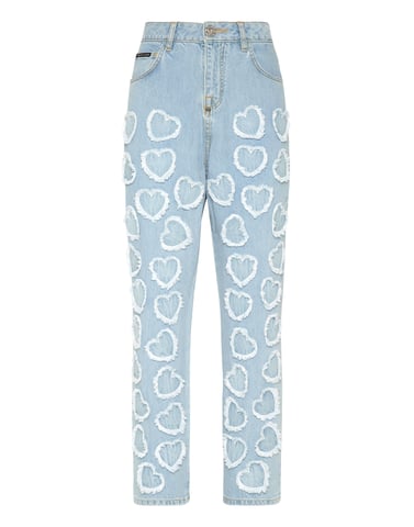 Denim Trousers Loose Fit Heart