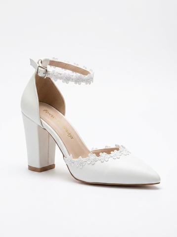 Alisa Block Heel Bridal Pointed Toe Pump