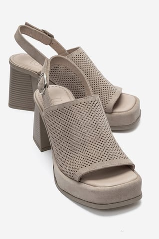 Penvia Block Heel Leather Platform Sandal