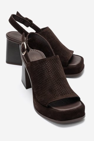 Penvia Block Heel Leather Platform Sandal