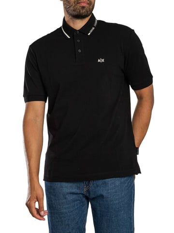Armani Exchange Tipped Collar Polo Shirt, Black