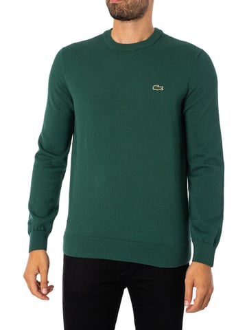 Lacoste Gebreid Van Biologisch Katoen Met Ronde Hals, Groen