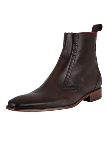 Jeffery West Zip Up Leather Chelsea Boots, Brown