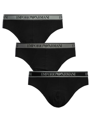 Emporio Armani 3 Pack Briefs, Black