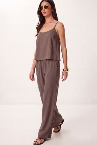V-Neck Sleeveless Two-Piece Coord Set with Wide Leg Pants