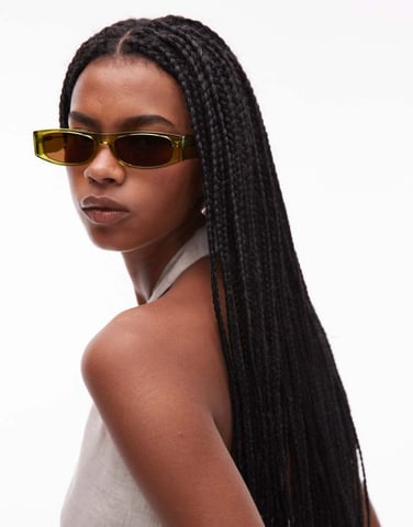 Topshop Premium Seychelles rectangular acetate sunglasses in khaki