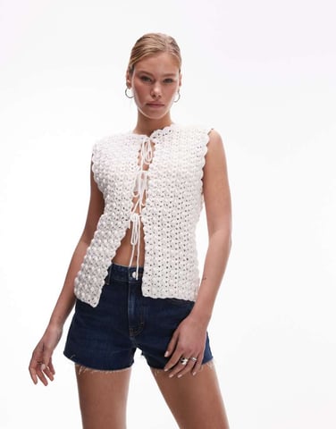 Topshop denim A-line shorts in rich blue