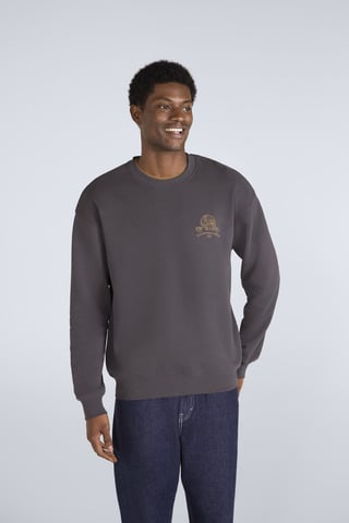 'Jonah' Men's Drop Shoulder Sweatshirt Casual Lightweight Cotton Pullover Jumper Dark Grey