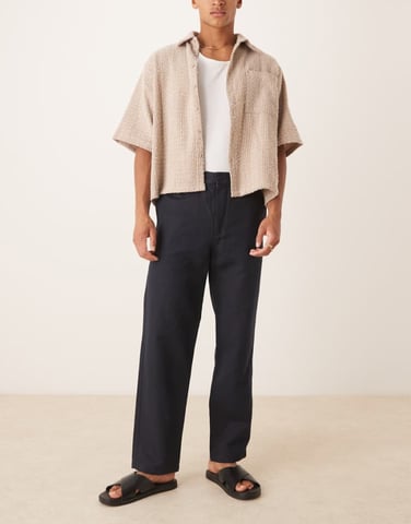 ARKET linen blend trousers in navy blue
