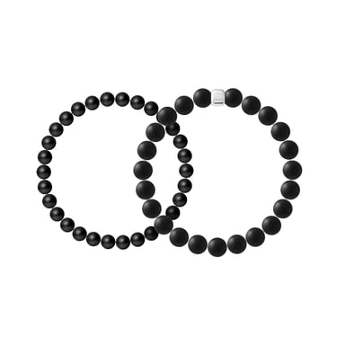 Set of 2 PROTECTION Bracelets (to be worn together or separately) - Matte Black Agate