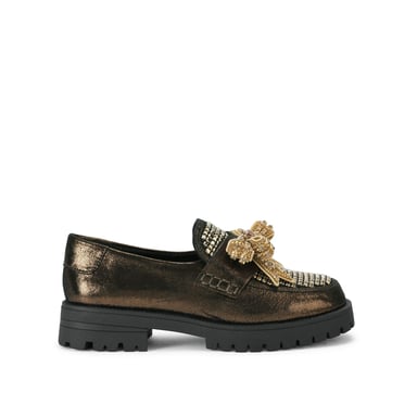 Kurt Geiger London Leather Bow Crystal Loafer Loafers