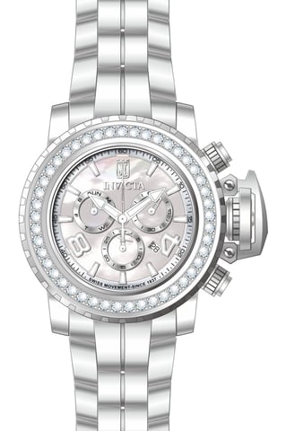 Invicta Jason Taylor 51323 Men's Watch - Quartz Movement - Stainless Steel with Pearl Dial - 58 mm - With 45 Lab Diamonds