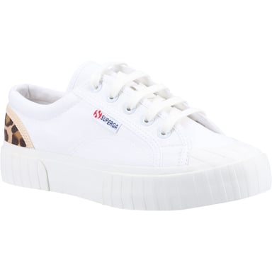 Superga 2630 Stripe Pad Leopard 100% Bomull Damskor Vit/Leopard Träningsskor