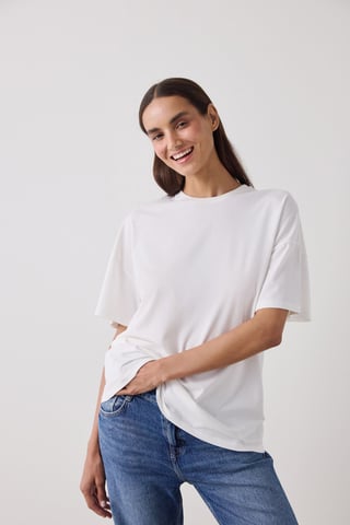 Överdimensionerad t-shirt i bomullsmix med rund hals