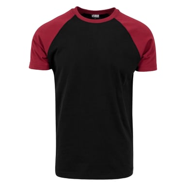 Urban Classics Heren Contrast Raglan T-shirt (Zwart/Bourgondië)