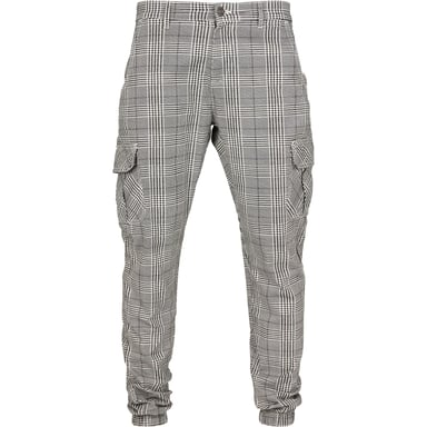 Urban Classics Heren Glencheck Cargo Joggingbroek met all-over print (Wit/zwart)