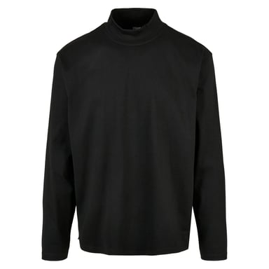 Urban Classics Mens Heavyweight Mock Neck Boxy Long-Sleeved T-Shirt (Black)