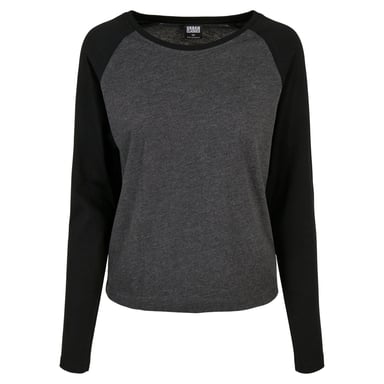 Urban Classics Womens/Ladies Contrast Raglan Long-Sleeved T-Shirt (Charcoal/Black)