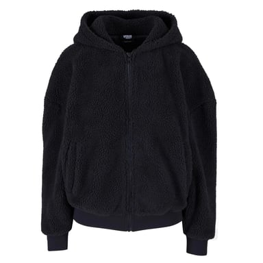 Urban Classics Womens/Ladies Sherpa Oversized Full Zip Hoodie (Black)