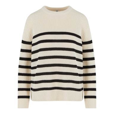 Urban Classics Womens/Ladies Striped Ribbed Jumper (White/Black)