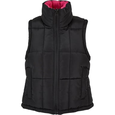 Urban Classics Womens/Ladies Reversible Padded Cropped Gilet (Black/Fuchsia)