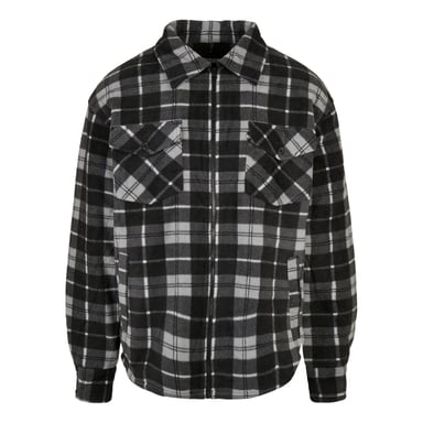 Urban Classics Heren geruite Teddy gevoerde overhemdjas (Zwart/Wit)