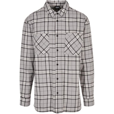 Urban Classics Heren Geruit Oversized Shirt Lang (Grijs/Zwart)