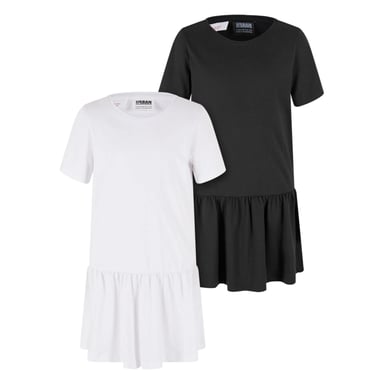 Urban Classics Girls Valance T-Shirt Dress (Pack of 2) (White/Black)