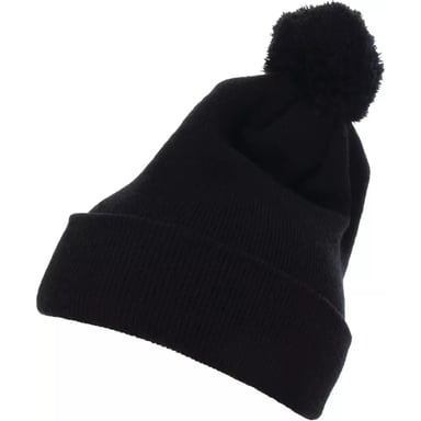 Flexfit Classics Pom Pom Knitted Cuffed Beanie (Black)