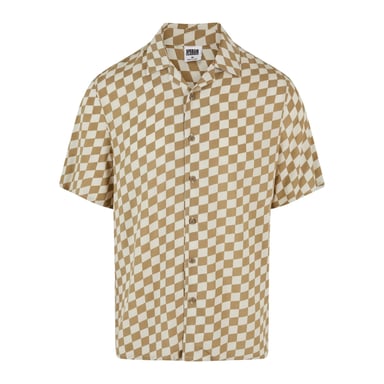 Urban Classics Heren geruit overhemd met all-over print (Khaki)