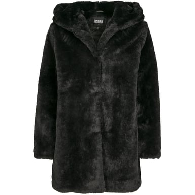 Urban Classics Womens/Ladies Teddy Fleece Hooded Coat (Black)
