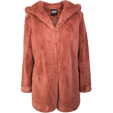 Urban Classics Womens/Ladies Teddy Fleece Hooded Coat (Dark Rose)