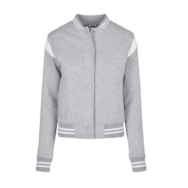 Urban Classics Womens/Ladies College Organic Sweat Jacket (Grey/White)