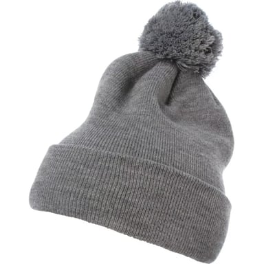Flexfit Klassiekers Pom Pom gebreide muts met manchet (Heide Grijs)
