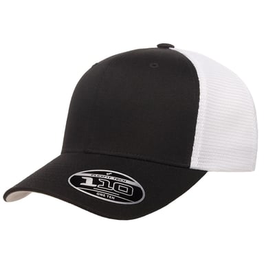 Flexfit 110 Tweekleurige Mesh Trucker-cap (Zwart/Wit)