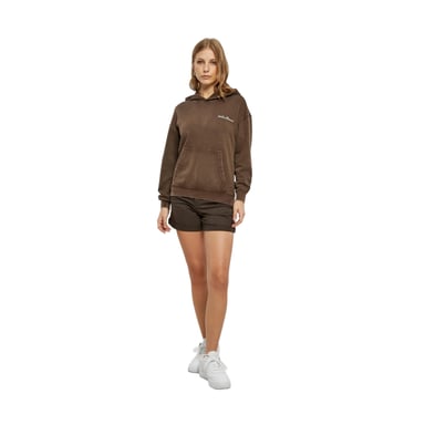 Urban Classics Womens/Ladies Embroidered Terrycloth Logo Hoodie (Brown)
