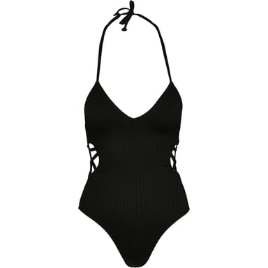 Urban Classics Womens/Ladies Ribbed One Piece Swimsuit (Black)