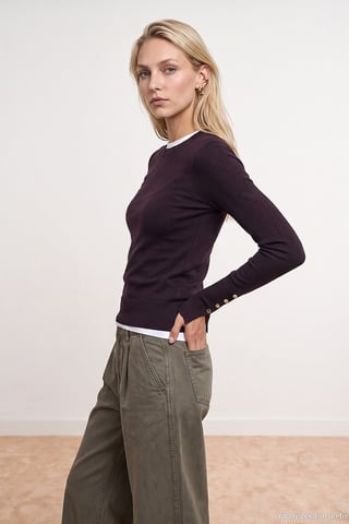 Ribbed Crew Neck Slim Fit Sweater