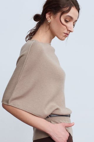Belted Boat Neck Knit Sweater