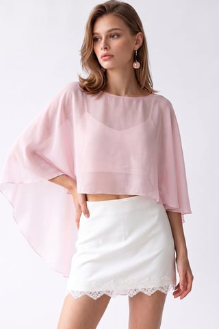 Loose Chiffon Crew Neck Blouse