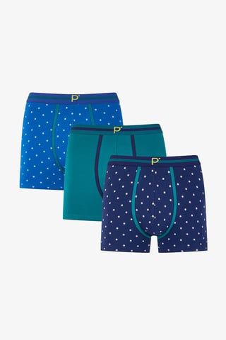 3-pack prydligt mönstrade bomullsboxershorts