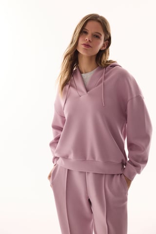 Överdimensionerad v-ringad stickad hoodie