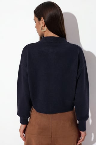 Crop Ribbed Cardigan With Buttons