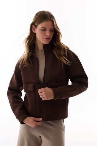 Midi Stickad Zip-front Avkopplande Jacka