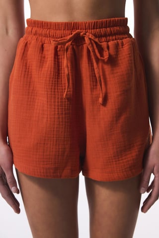 Bomullsmini-shorts med dragsko i midjan
