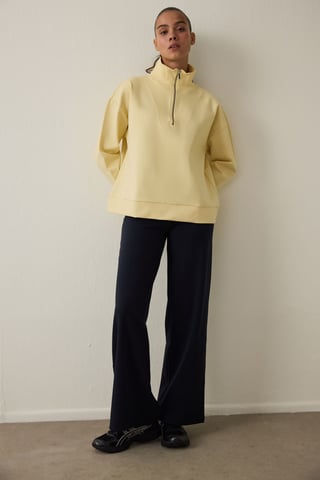 Oversized halvdraget stickat sweatshirt
